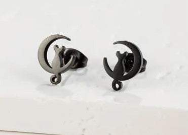 Moonlit Kitty Stud Earrings