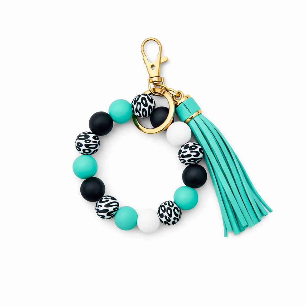Leopard Print Beaded Keyring