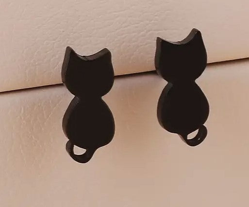 Minimalist Cat Silhouette Studs