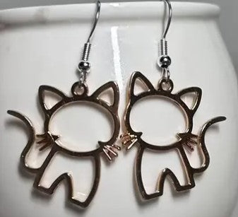 Hollow Kitty Outline Drop Earrings