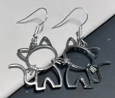 Hollow Kitty Outline Drop Earrings