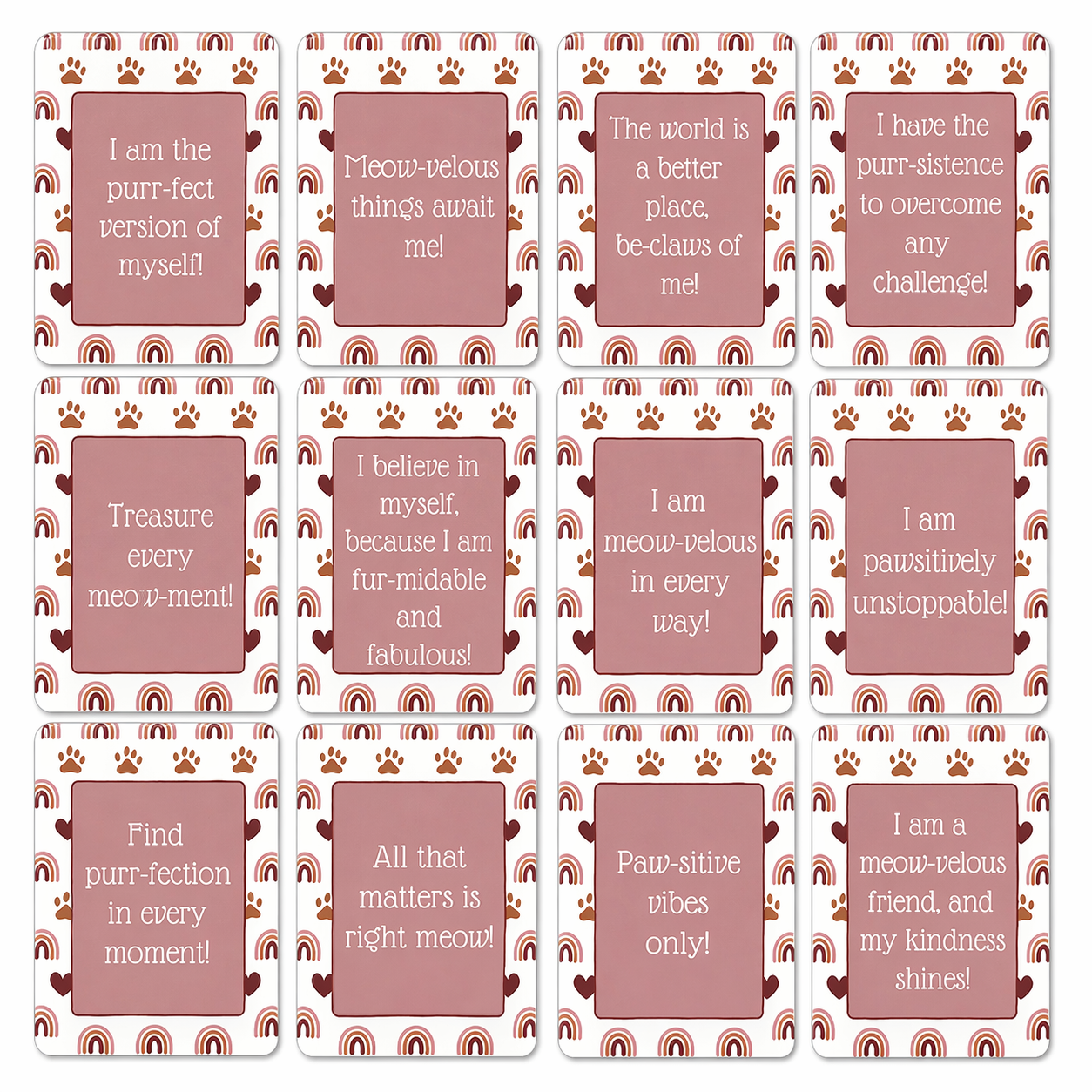 Purr-fectly Positive Cat Affirmation Cards