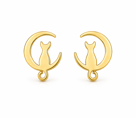 Moonlit Kitty Stud Earrings