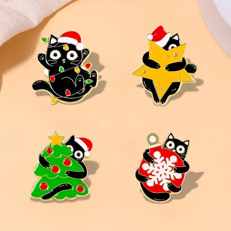 Christmas Cat Pin Badges
