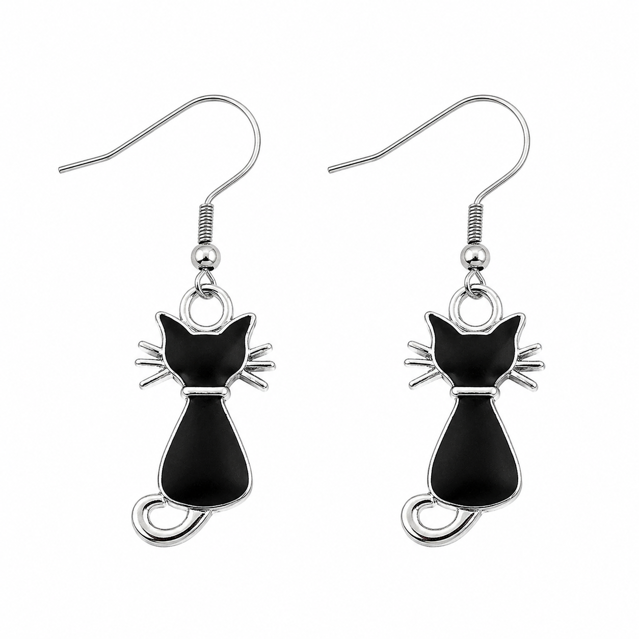 Whisker Charm Cat Drop Earrings