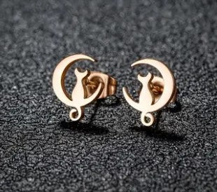 Moonlit Kitty Stud Earrings