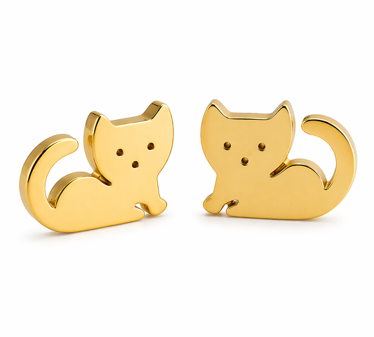 Relaxed Kitty Stud Earrings