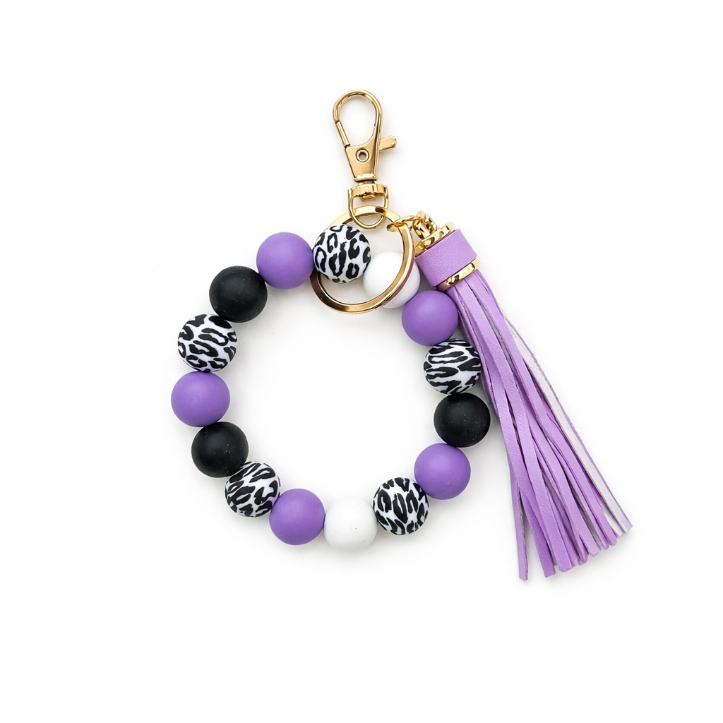 Leopard Print Beaded Keyring