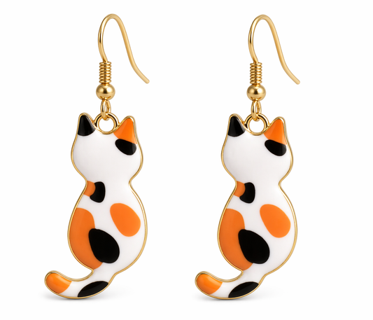 Purrfect Pattern Cat Drop Earrings