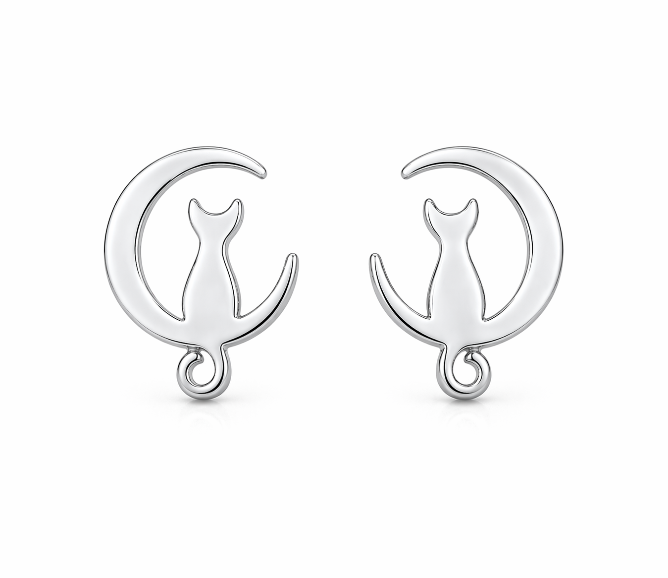 Moonlit Kitty Stud Earrings