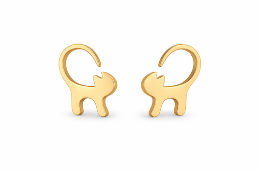 Curved Tail Cat Stud Earrings