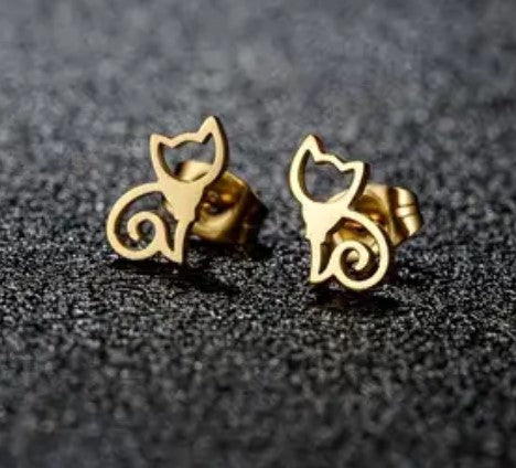 Hollow Swirl Cat Studs