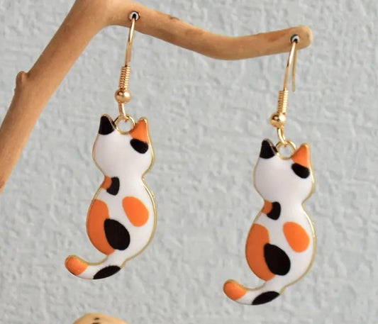 Purrfect Pattern Cat Drop Earrings