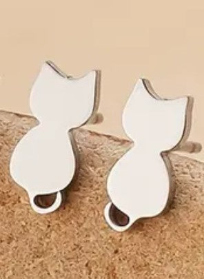 Minimalist Cat Silhouette Studs