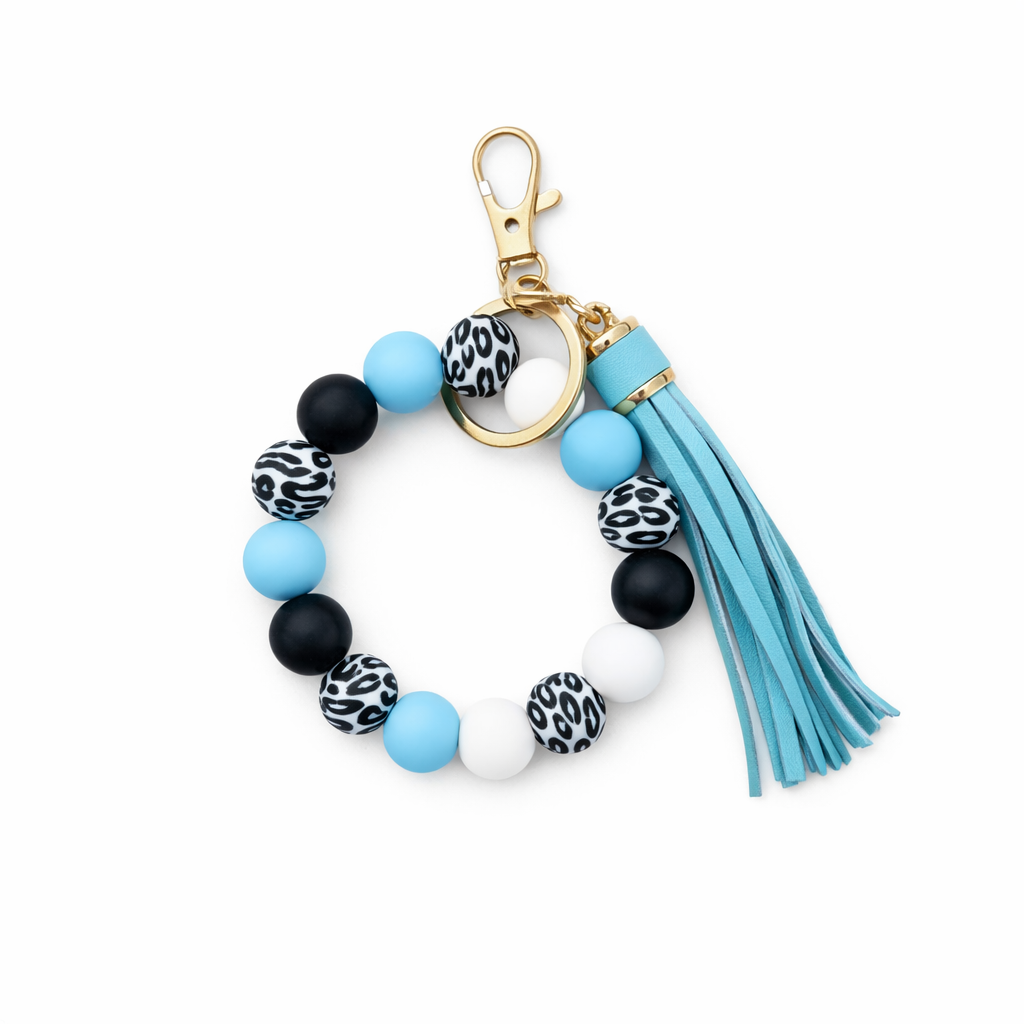Leopard Print Beaded Keyring