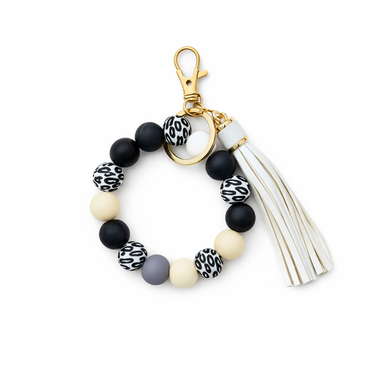 Leopard Print Beaded Keyring