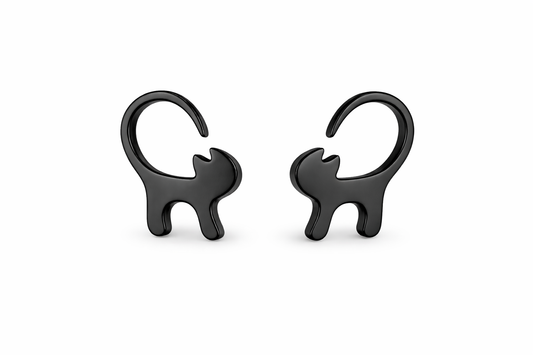 Curved Tail Cat Stud Earrings