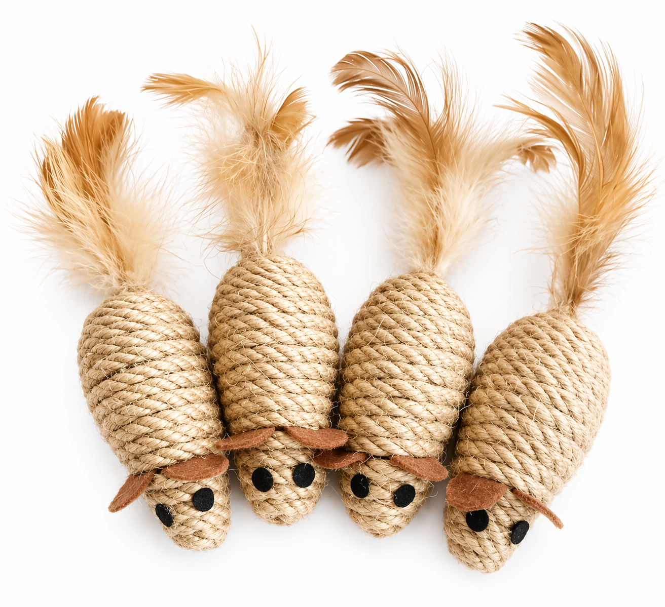 Sisal Rope Mouse with Feather Tails
