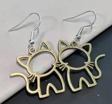 Hollow Kitty Outline Drop Earrings