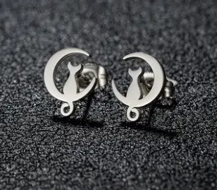Moonlit Kitty Stud Earrings