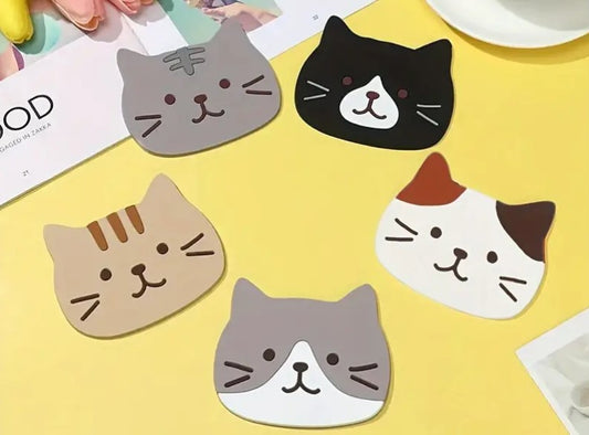 Cat-Shaped Silicone Coasters