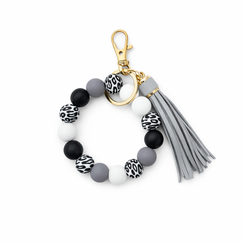 Leopard Print Beaded Keyring